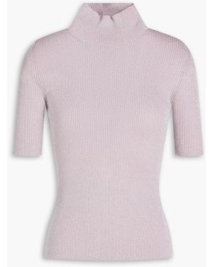 Missoni Metallic Ribbed-knit Turtleneck Sweater - Pink