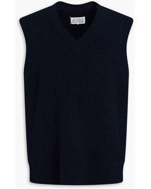 Maison Margiela Ribbed Wool-blend Vest - Blue