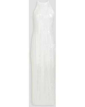 Envelope Famous Sequined Tulle Maxi Dress - White