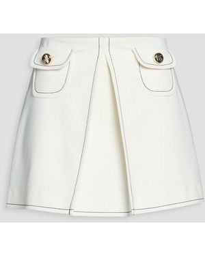 Sandro Pleated Stretch-Crepe Mini Skirt - Natural