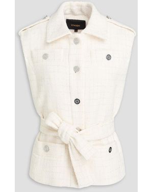 Maje Metallic Checked Cotton-Blend Bouclé-Tweed Vest - Natural