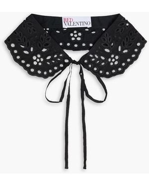Red(V) Broderie Anglaise Cotton Collar - Black