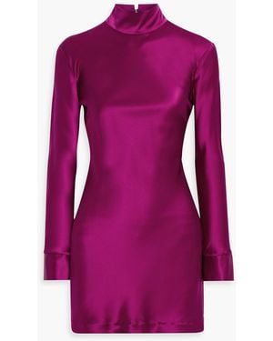 Michelle Mason Open-back Cutout Silk-satin Mini Dress - Purple