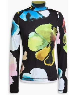 Stine Goya Rollkragenoberteil aus stretch-jersey mit floralem print - Blau