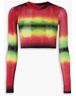 AGR Cropped pullover in pointelle-strick mit batikmuster - Weiß