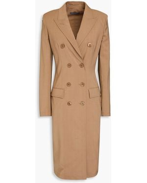 Alberta Ferretti Pinstriped Wool-blend Dress - Natural