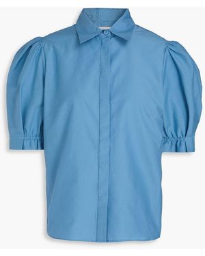 Saloni Mae Cotton And Silk-Blend Shirt - Blue