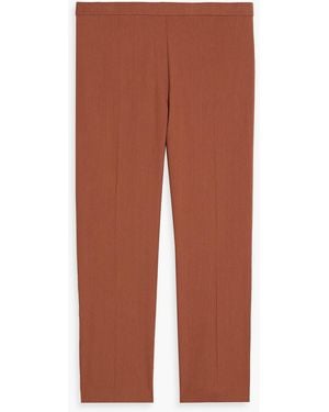 Theory Treeca Cropped Linen-Blend Slim-Leg Pants - Brown