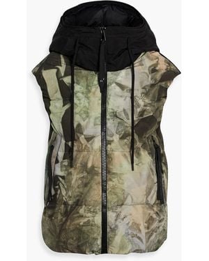 Holden Canvas-Paneled Printed Ripstop Hooded Vest - Black
