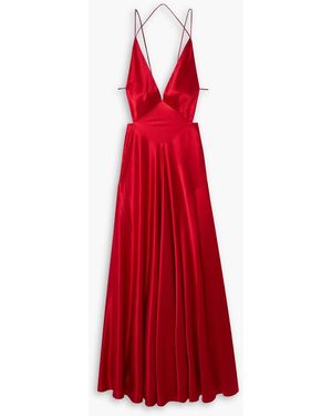 Michael Lo Sordo Tash Open-back Silk-satin Gown - Red