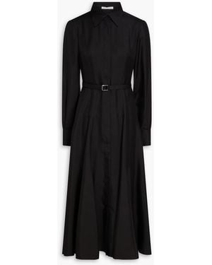 Emilia Wickstead Belted Silk-Twill Midi Shirt Dress - Black