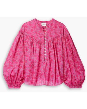 Isabel Marant Salika Floral-print Cotton-voile Blouse - Pink