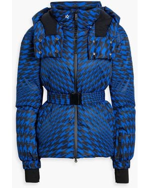 Perfect Moment Candice Quilted Printed Hooded Down Ski Jacket - Blue