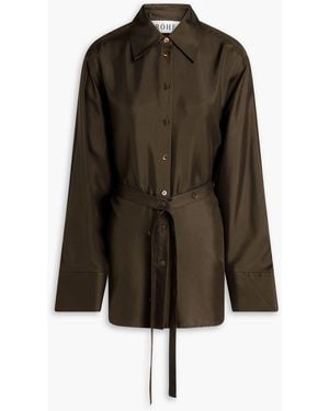 Rohe Hemd aus seiden-twill mit cut-outs - Braun