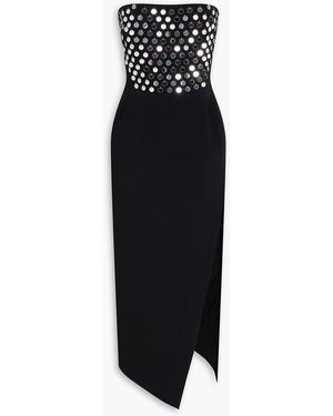 David Koma Strapless Embellished Crepe Midi Dress - Black