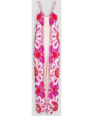 FARM Rio Floral-Print Linen-Blend Jumpsuit - Pink