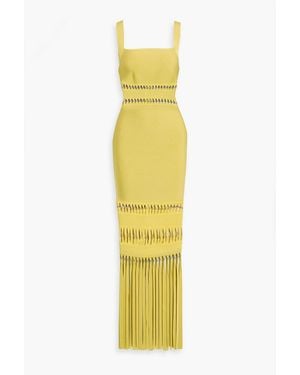Hervé Léger Ines Bead-Embellished Fringed Bandage Gown - Yellow