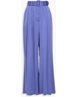 Zimmermann Hose mit weitem bein aus vorgewaschener seide mit gürtel - Lila