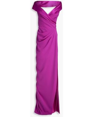 Rhea Costa Wrap-effect Crepe Gown - Pink