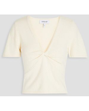 10 Crosby Derek Lam Leanna Twist-front Cotton-blend Top - Natural