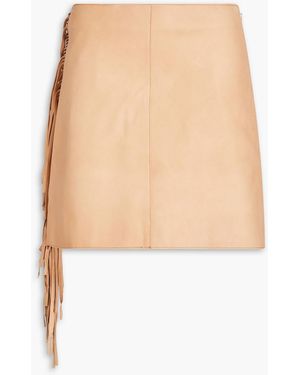 By Malene Birger Coras Fringed Leather Mini Skirt - White