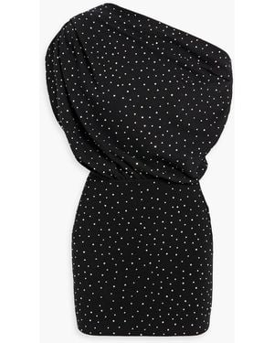 The Sei Draped Crystal-Embellished Cotton Mini Dress - Black