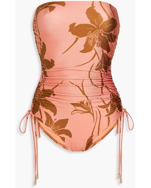 Zimmermann Trägerloser badeanzug mit floralem print - Orange