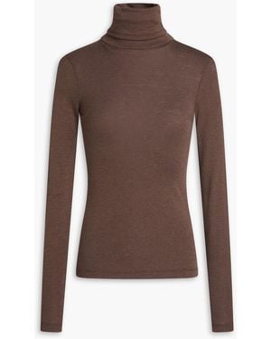 Rohe Rollkragenpullover aus merinowolle - Braun
