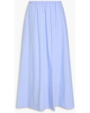 By Malene Birger Pheobes Striped Cotton-poplin Midi Skirt - Blue
