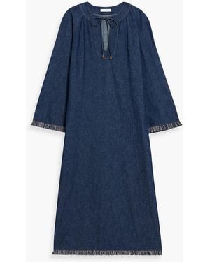 Zimmermann Frayed Denim Midi Dress - Blue