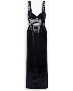 Galvan London Liquid Twist-Front Cutout Sequined Tulle Gown - Black