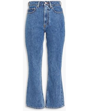 Ganni Cropped High-rise Bootcut Jeans - Blue