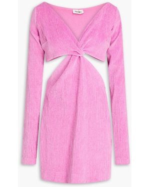 Nanushka Desta Twisted Cutout Textured Cotton-velvet Mini Dress - Pink