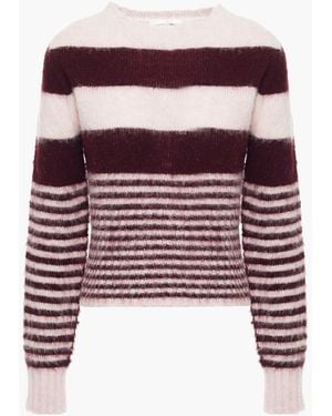 Victoria Beckham Brushed Striped Wool Sweater - Red
