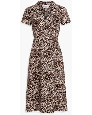 HVN Morgan Leopard-Print Silk Dress - Brown