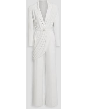 Norma Kamali Draped Belted Cady Jumpsuit - White