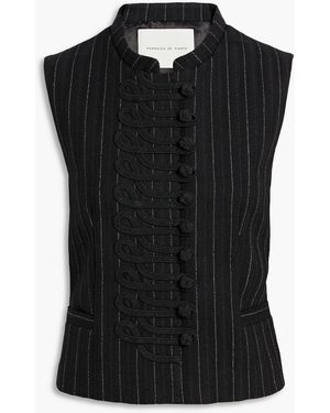 Veronica de Piante Lyla Pinstriped Wool And Satin Vest - Black
