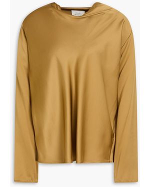 Loulou de Saison Riddy Draped Satin Blouse - Yellow