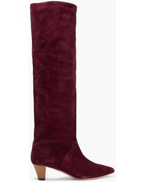 IRO Drapy Suede Knee Boots - Red