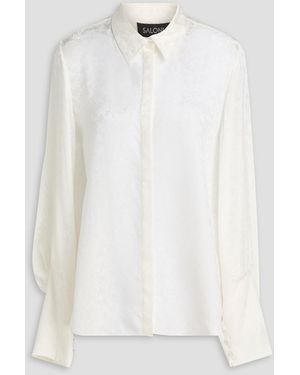 Saloni Joana Floral-print Silk-satin Shirt - White