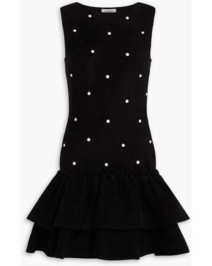 Sandro Ruffled Embellished Velvet Mini Dress - Black