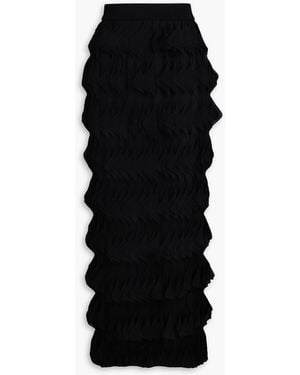 Missoni Ruffled Crochet-Knit Midi Skirt - Black