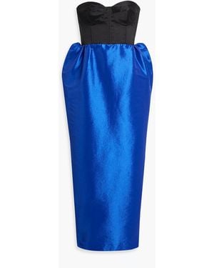 Kika Vargas Halima Strapless Two-Tone Taffeta Midi Dress - Blue