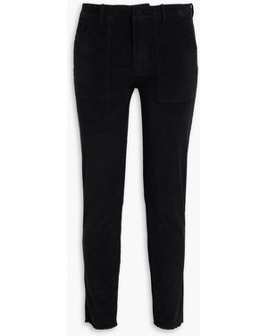 Nili Lotan Jenna Cropped Cotton-blend Corduroy Slim-leg Trousers - Black