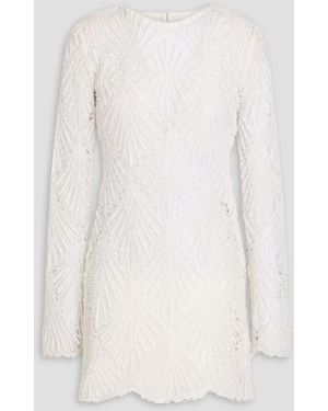 retroféte Delphine Bead-embellished Corded Lace Mini Dress - White