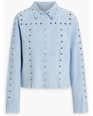 RE/DONE Eyelet-Embellished Suede Shirt - Blue