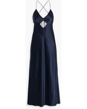 Michelle Mason Cutout Silk-Satin Midi Dress - Blue