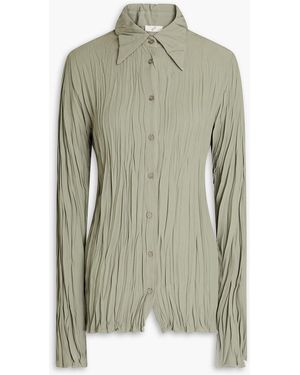 BITE STUDIOS Maisie Plissé-crepe Shirt - Green