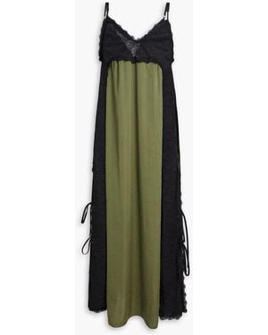 Kika Vargas Somaly Satin And Stretch-lace Midi Slip Dress - Green