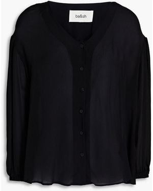Ba&sh Ultra Gathered Crepe De Chine Blouse - Black